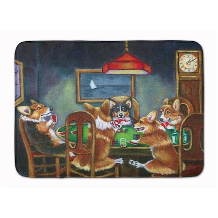 Carolines Treasures Carolines Treasures 7416RUG Corgi Playing Poker Machine Washable Memory Foam Mat 7416RUG